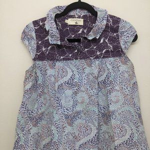 Cotelac Size 1 Ocean Print Women's Blouse